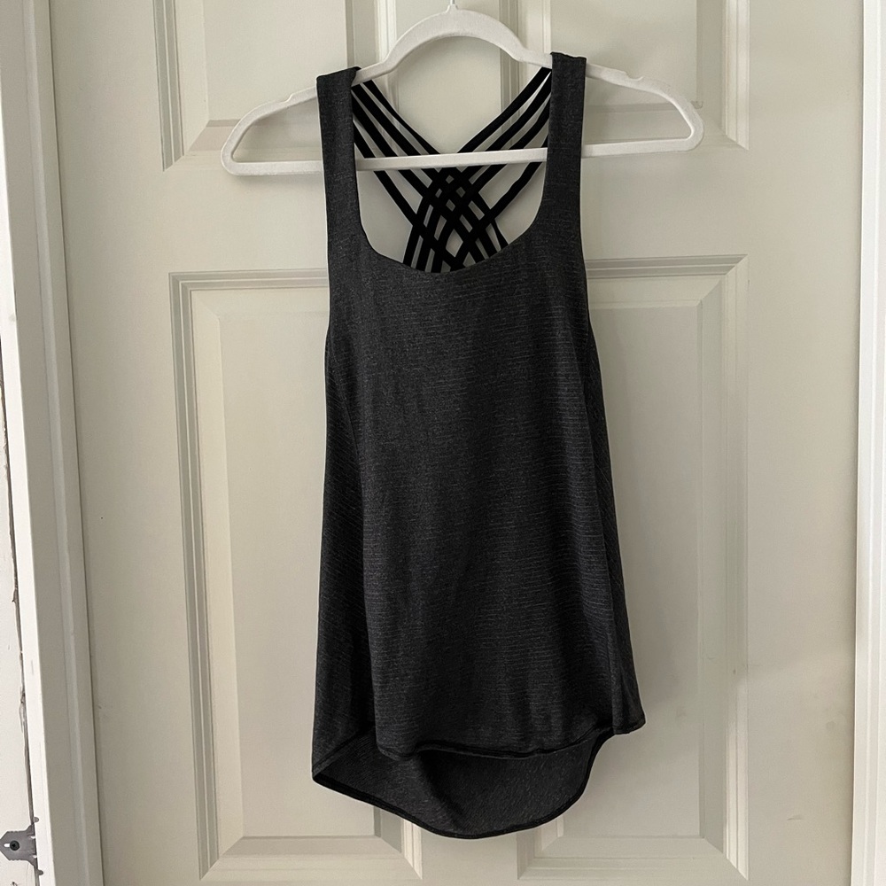 Lululemon 2-In-1 Wild Tank Top Built-in-Bra Black/Grey, size 2 Active workout